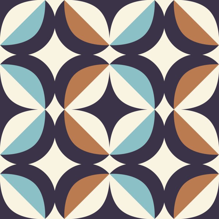 Behang naadloos retro patroon in Skandinavische stijl met geometrische elementen