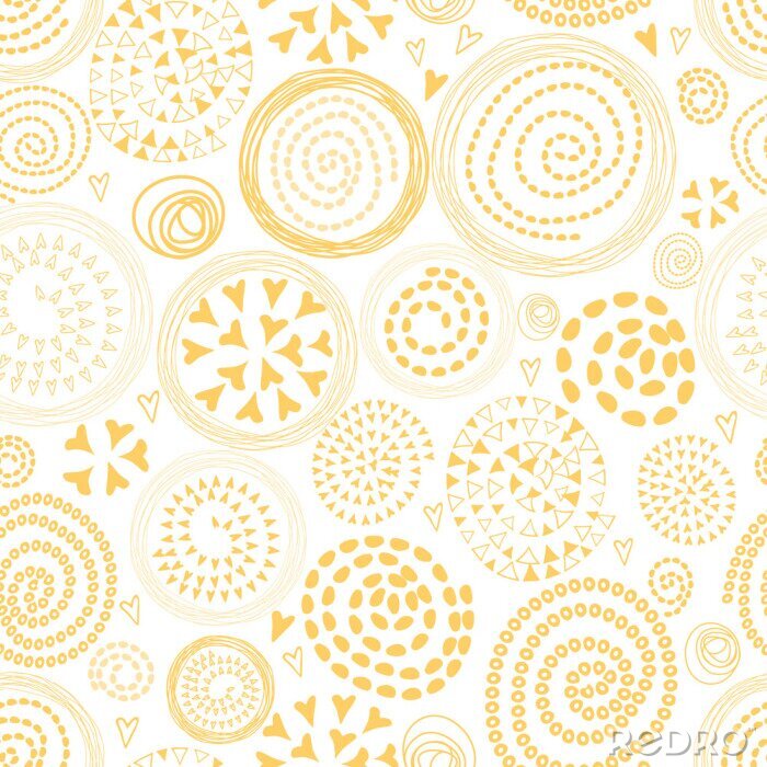 Behang Naadloos zonnig abstract patroon met schattige gele cirkelvormige elementen