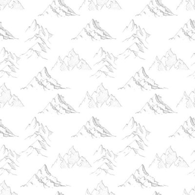 Behang Naadloze achtergrond met grijze doodle schets bergen. Kan worden gebruikt voor behang, opvulpatronen, textiel, webpagina-achtergrond, oppervlakte texturen.