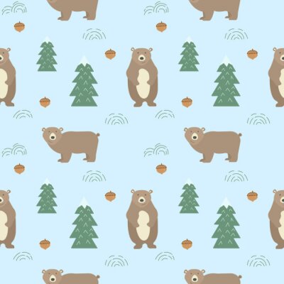Behang Naadloze achtergrond met leuke beren. Cartoon stijl.