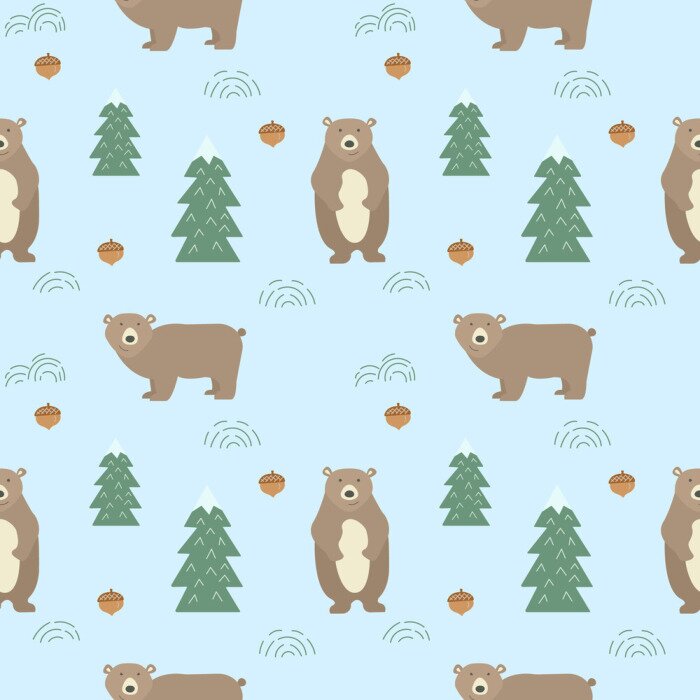 Behang Naadloze achtergrond met leuke beren. Cartoon stijl.