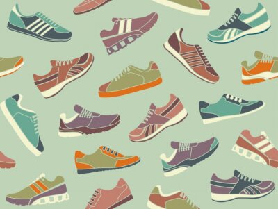 Behang Naadloze achtergrond van afbeeldingen sportschoenen
