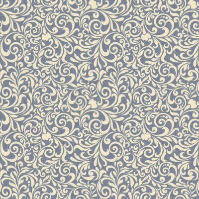 Behang Naadloze achtergrond van blauwe kleur in de stijl van de barok