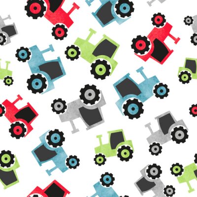 Behang Naadloze aquarel kleurrijke trekker patroon voor kinderen.