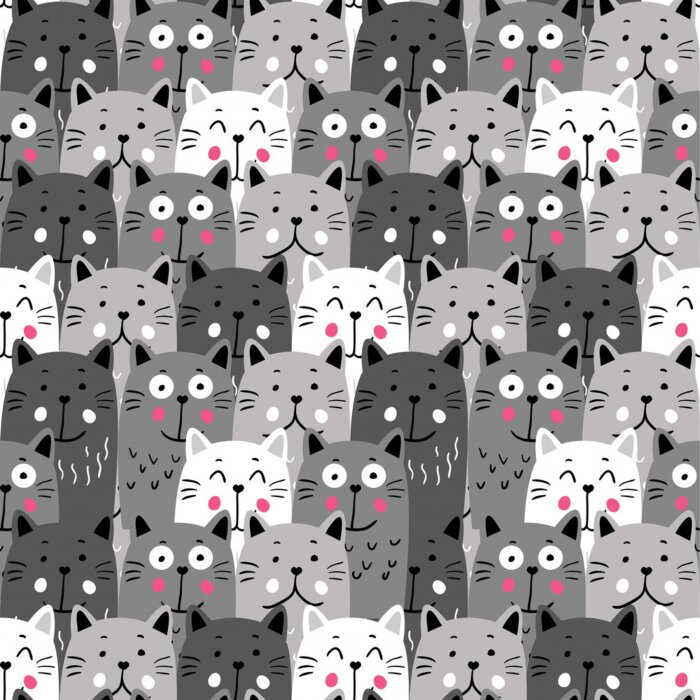 Behang Naadloze Cute Kitten Cat