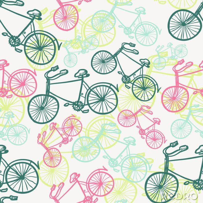 Behang Naadloze fietsen patroon. Stijlvolle sportieve afdrukken