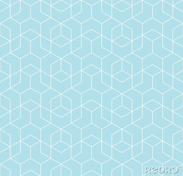 Behang Naadloze geometrische lijn grid vector kubussen patroon