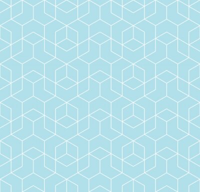 Behang Naadloze geometrische lijn grid vector kubussen patroon