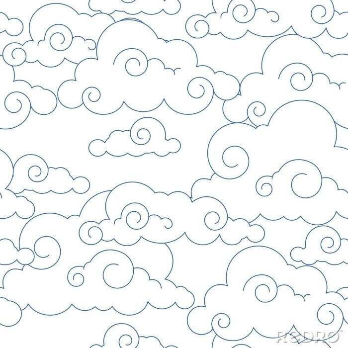 Behang Naadloze gestileerde wolken patroon