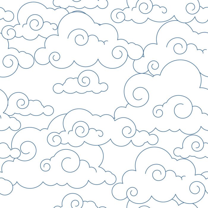 Behang Naadloze gestileerde wolken patroon