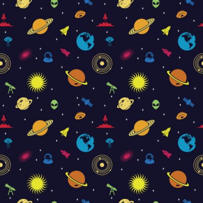 Behang Naadloze herhalende patroon van Space Planet Galaxy Universe