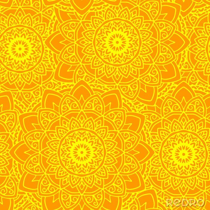 Behang naadloze mandala zon yelow