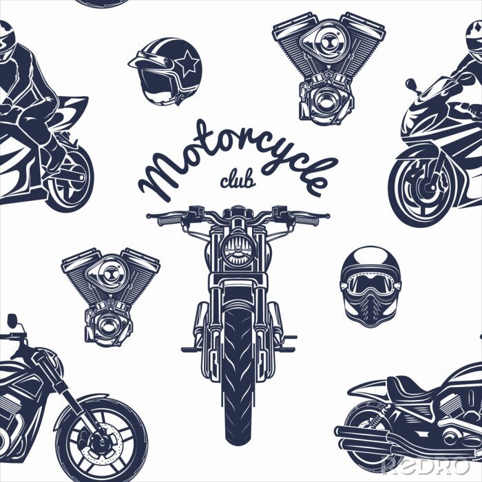 Behang naadloze motorfiets patroon vector illustratie