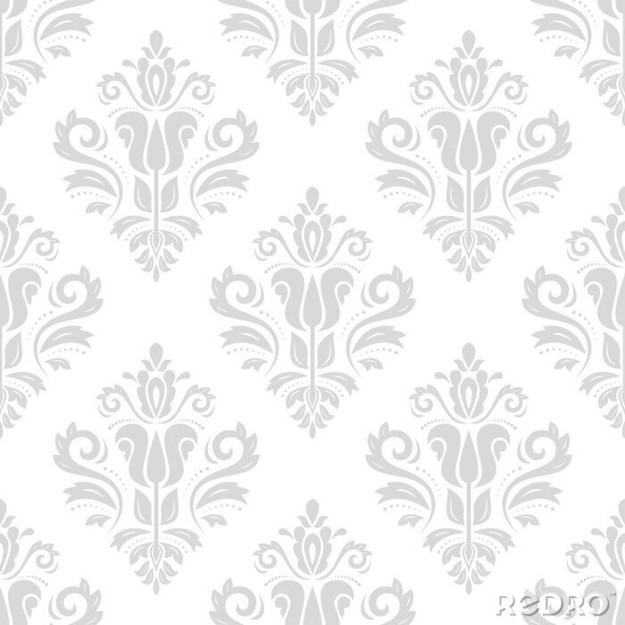 Behang Naadloze oosterse ornament in de stijl van de barok. Traditionele klassieke vector patroon. Licht zilver wallpaper