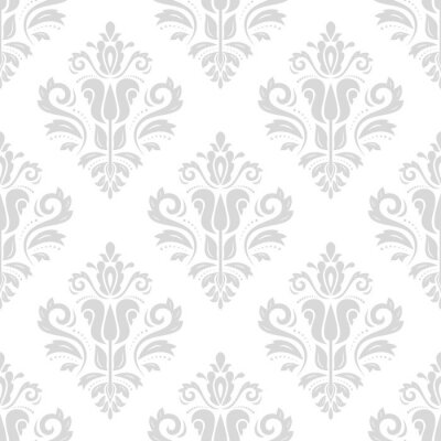 Behang Naadloze oosterse ornament in de stijl van de barok. Traditionele klassieke vector patroon. Licht zilver wallpaper