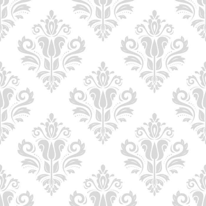 Behang Naadloze oosterse ornament in de stijl van de barok. Traditionele klassieke vector patroon. Licht zilver wallpaper