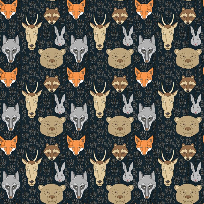 Behang naadloze patroon met dieren en sporen
