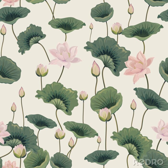 Behang naadloze patroon met lotussen