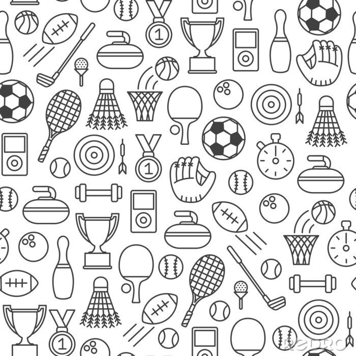 Behang naadloze patroon met sport ontwerpelementen