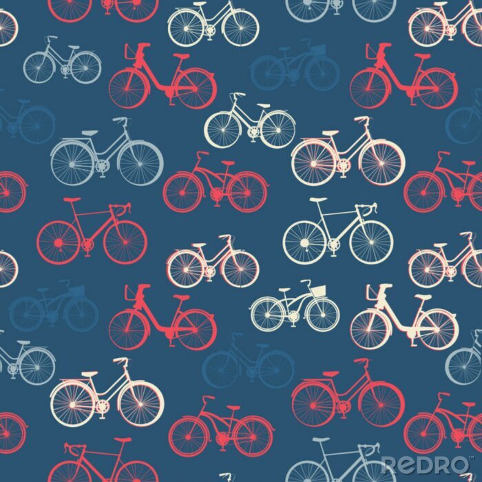 Behang Naadloze patroon met vintage fietsen