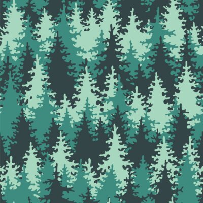 Behang Naadloze patroon naaldbos