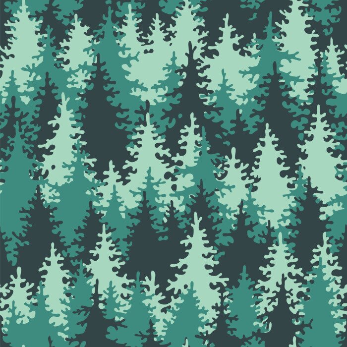 Behang Naadloze patroon naaldbos