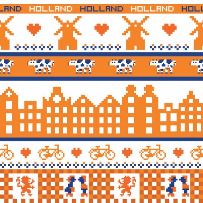 Behang naadloze retro pixel Holland oranje patroon