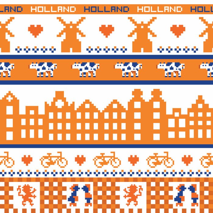 Behang naadloze retro pixel Holland oranje patroon