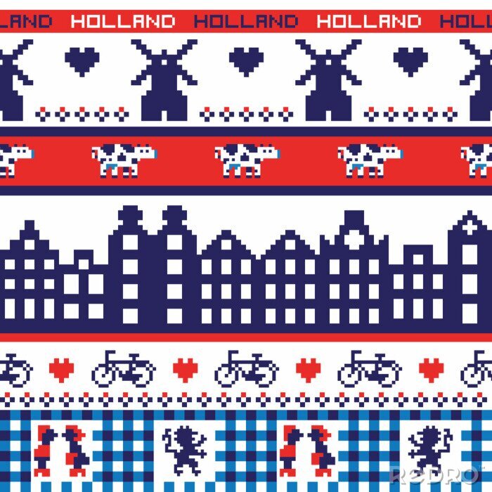 Behang naadloze retro pixel Holland patroon
