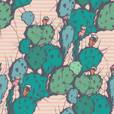Behang Naadloze vector achtergrond met cactus.