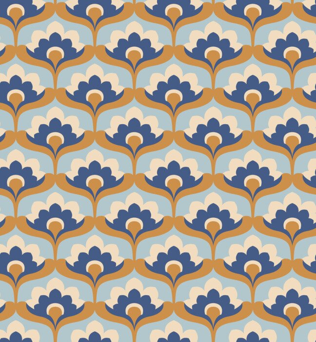 Behang Naadloze vintage bloemmotief