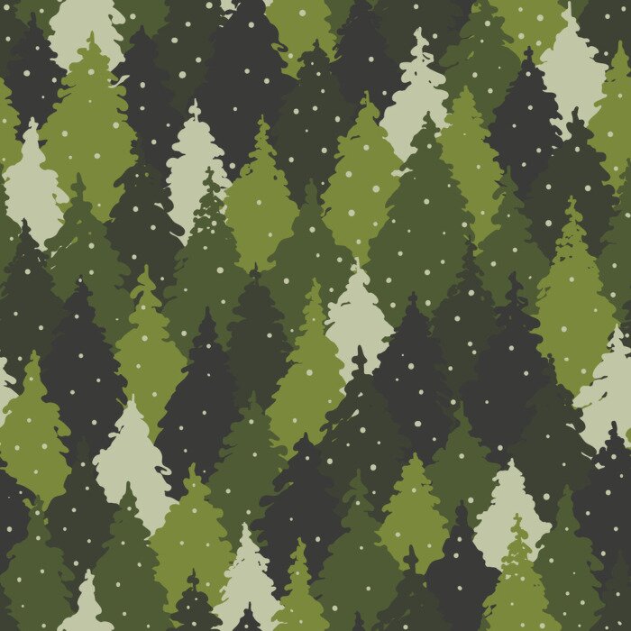 Behang Naaldbos in de mist