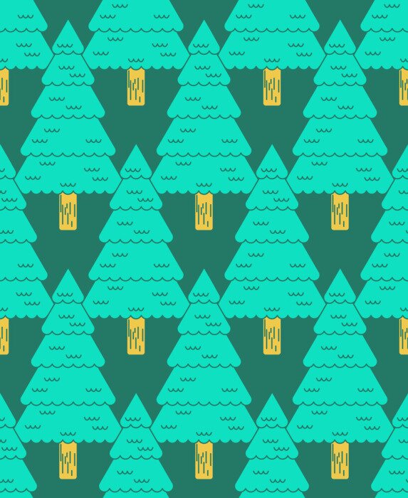 Behang Naaldbos op een groene achtergrond