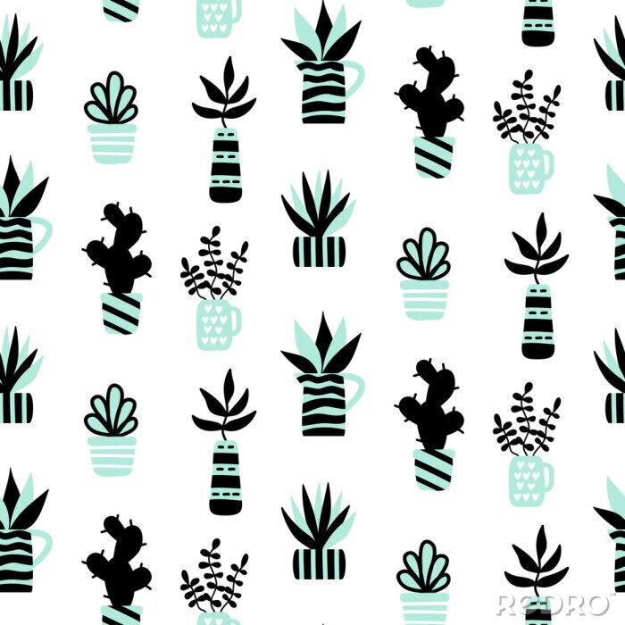 Behang Natuur en zwarte vetplanten