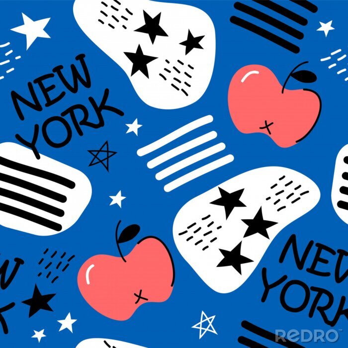Behang new york city hand drawn vector seamless pattern