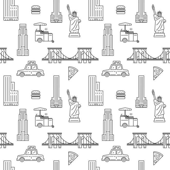 Behang New York City naadloze vector patroon