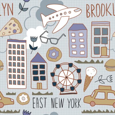 Behang New York pattern seamless design graphic
