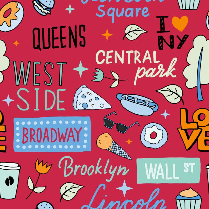 Behang New York pattern seamless design graphic