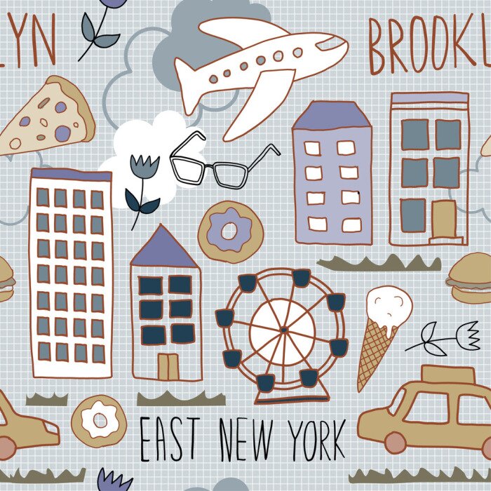 Behang New York pattern seamless design graphic