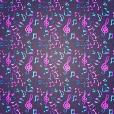 Behang Notities Naadloze Patroon Muziek Banner Kleurrijke Moderne Muzikale Poster Platte Vector Illustratie