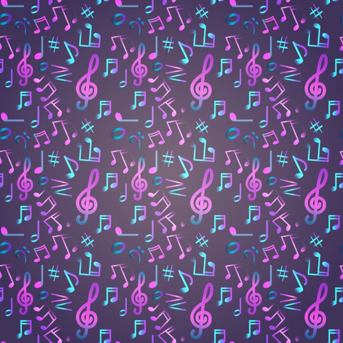 Behang Notities Naadloze Patroon Muziek Banner Kleurrijke Moderne Muzikale Poster Platte Vector Illustratie