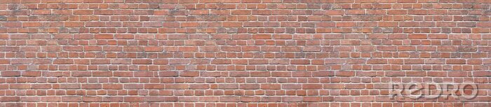 Behang Old red brick wall background. Panoramic wide texture