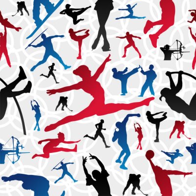 Behang Olympische Sport silhouetten patroon