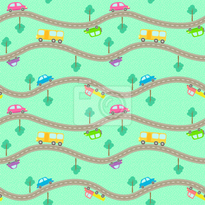 Behang Omdat en auto's