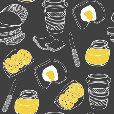 Behang Ontbijt naadloze patroon