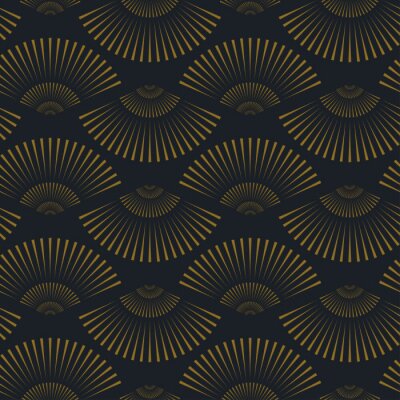 Behang Oosterse fans op een donkere achtergrond