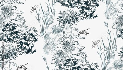 Oosterse weide met chrysanten