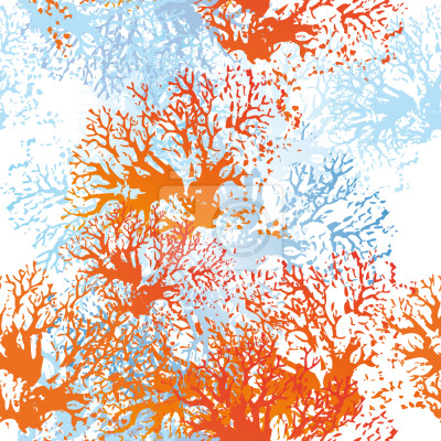 Behang Oranje en blauw koraalrif