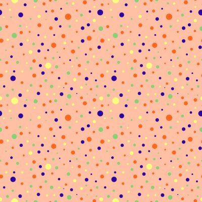 Behang Oranje motief met kleine gekleurde stippen