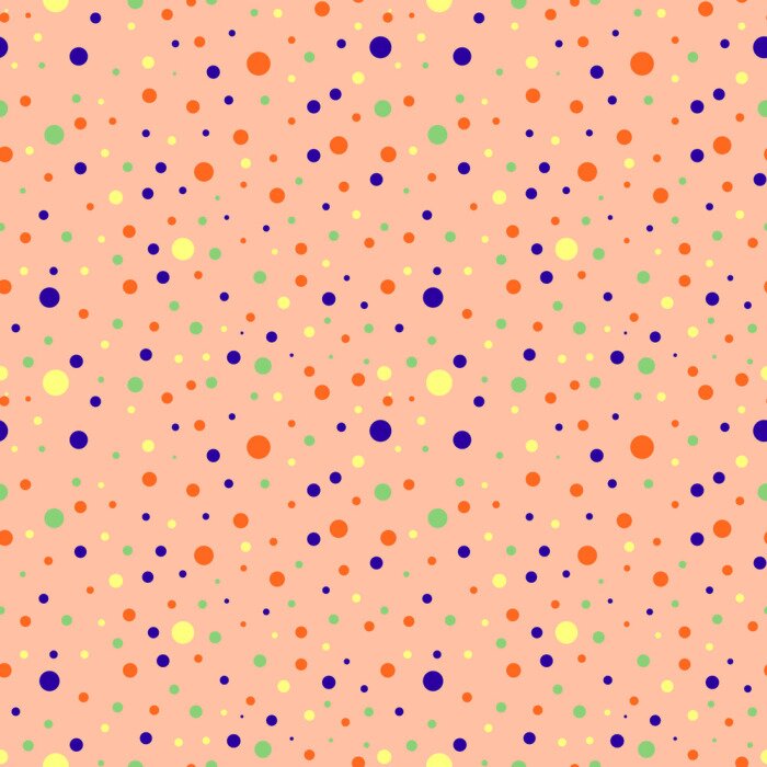 Behang Oranje motief met kleine gekleurde stippen